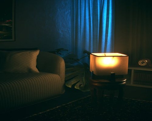 A quiet evening setting in a living room